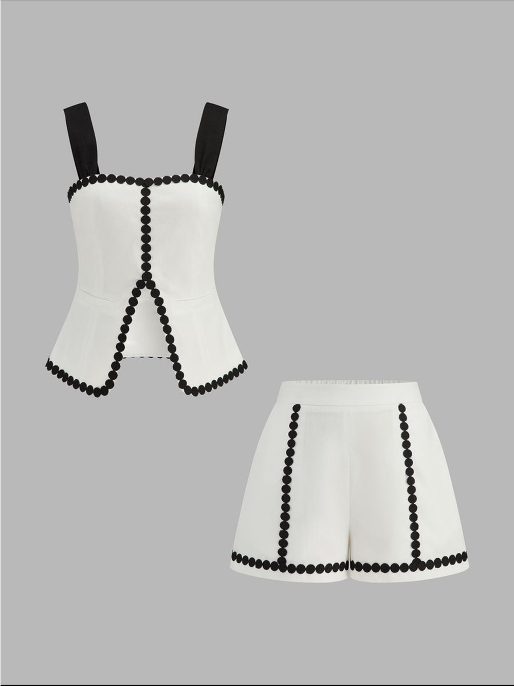 Commense Contrast Trim Corset Shorts Set with Black Trim - Picture 3 of 10